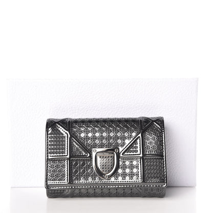 Christian Dior Metallic Patent Micro-Cannage Diorama Elancee Wallet Onyx Black 9 of 9