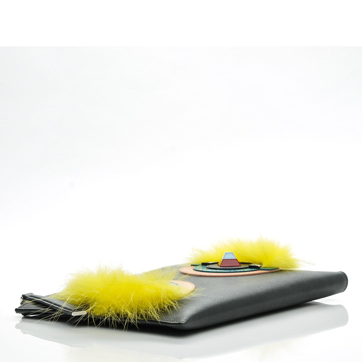 Vitello Dolce Fox Elaphe Ayers Hypnoteyes Zip Around Pouch Black Giallo Multicolor