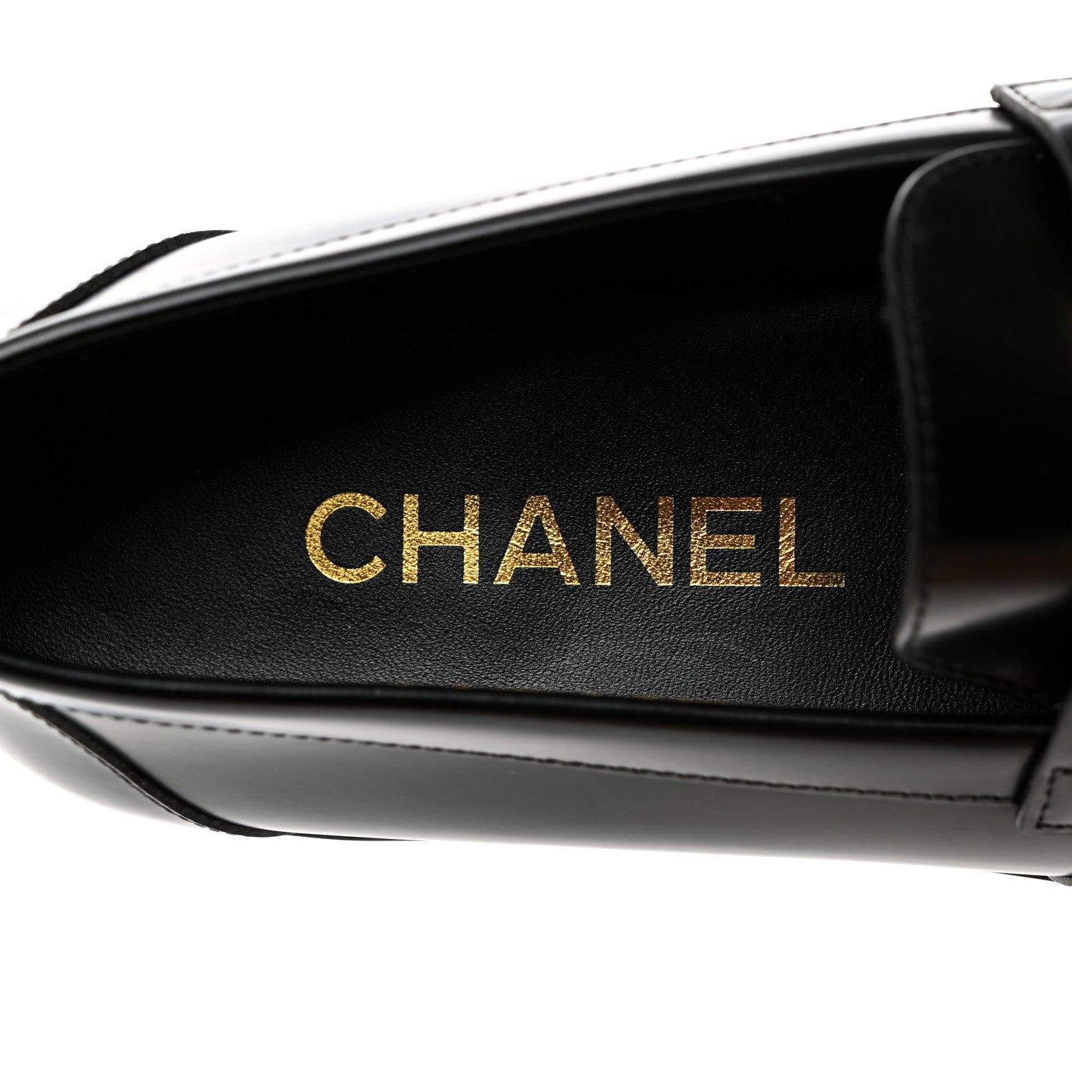 Chanel Shiny Calfskin CC Loafers 37 Black White 6 of 8