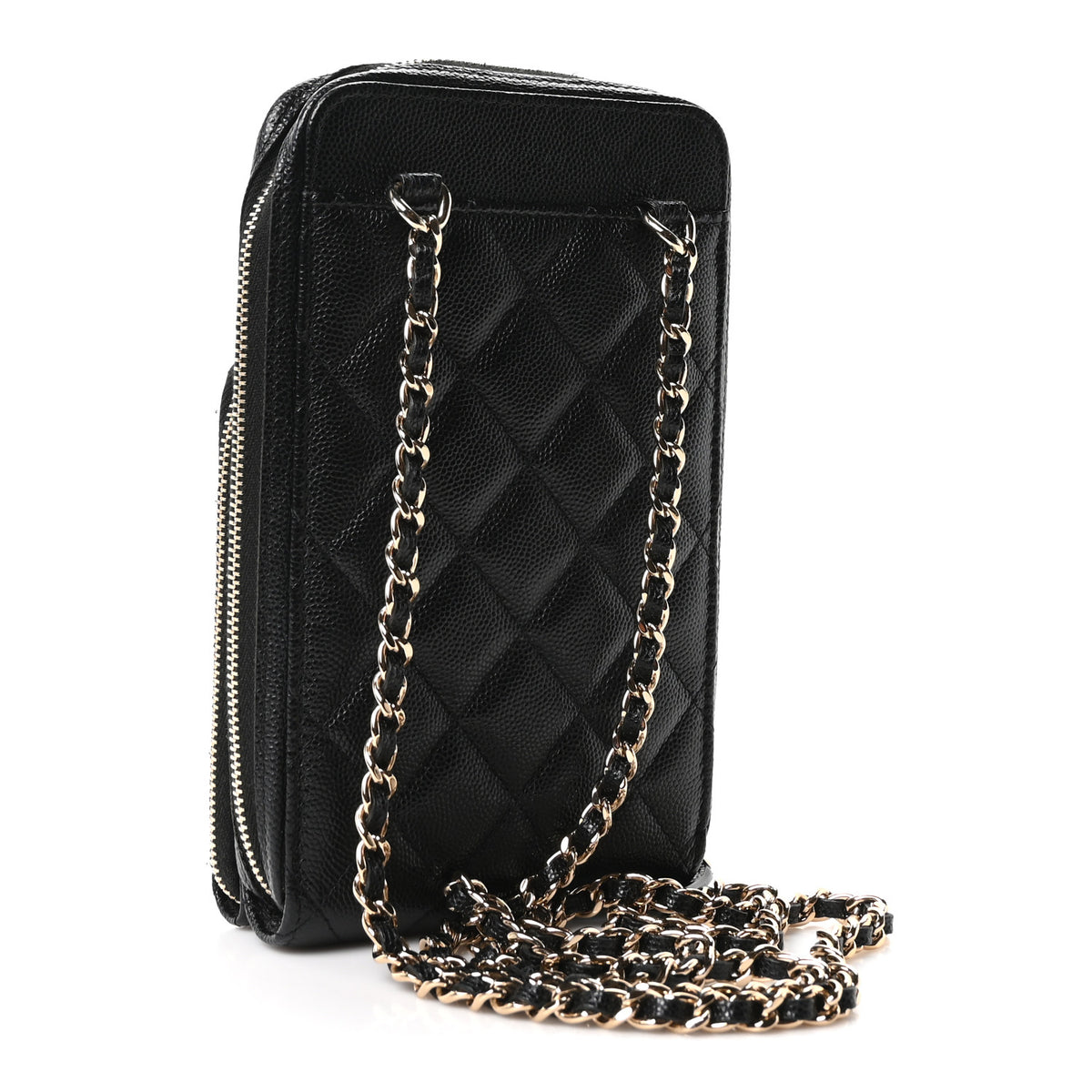 Chanel Caviar Quilted Phone Holder With Chain Black 3 of 11