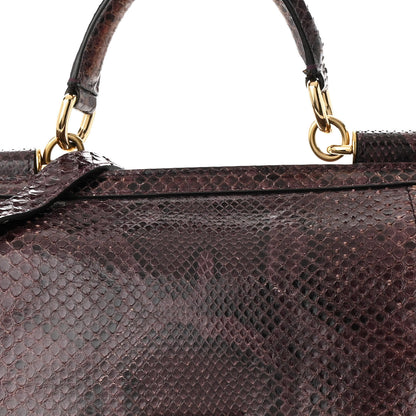 Dolce & Gabbana Snakeskin Large Miss Sicily Satchel Purple 7 of 12