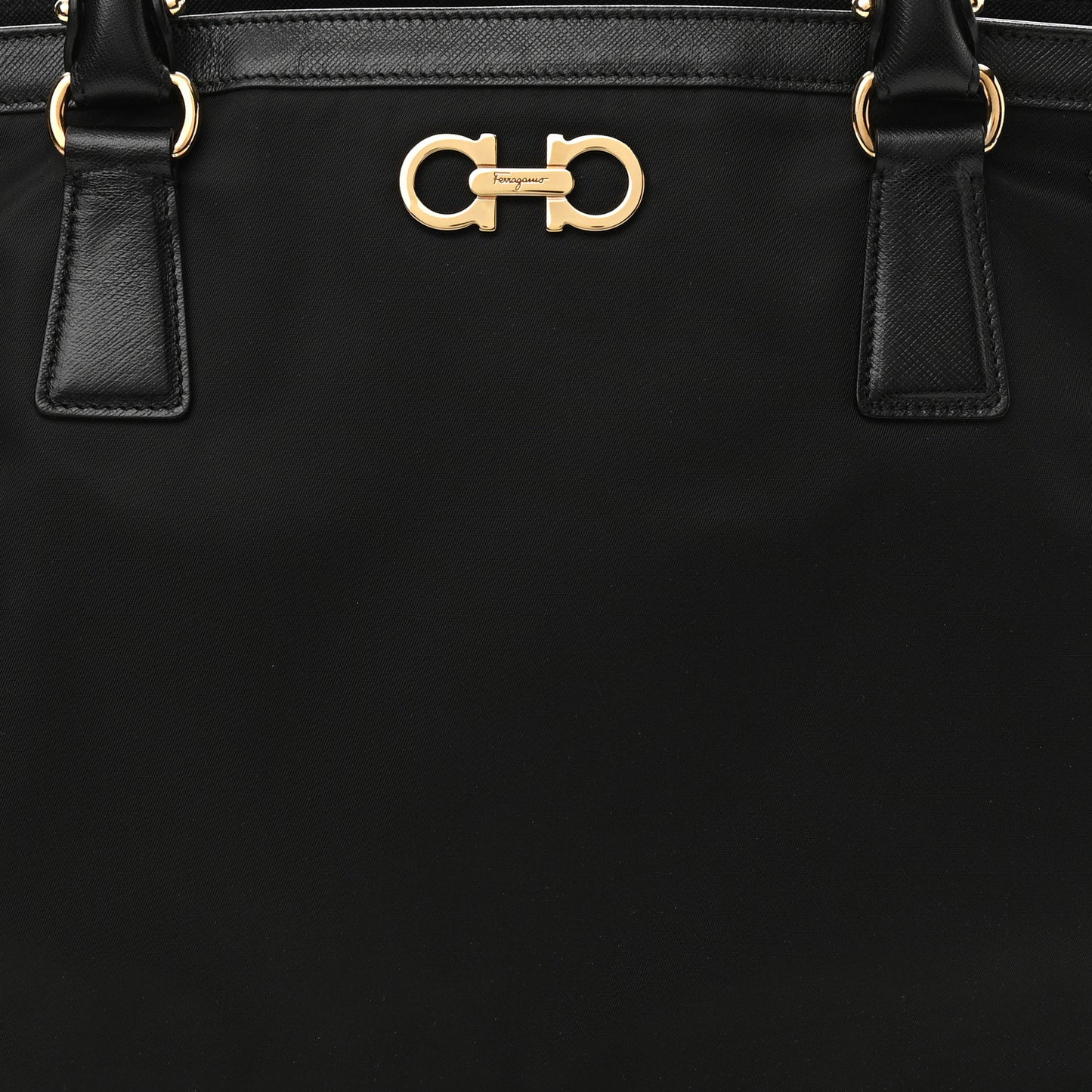 Nylon Hammered Calfskin Batik Tote Black
