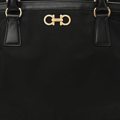 Salvatore Ferragamo Nylon Hammered Calfskin Batik Tote Black 7 of 9