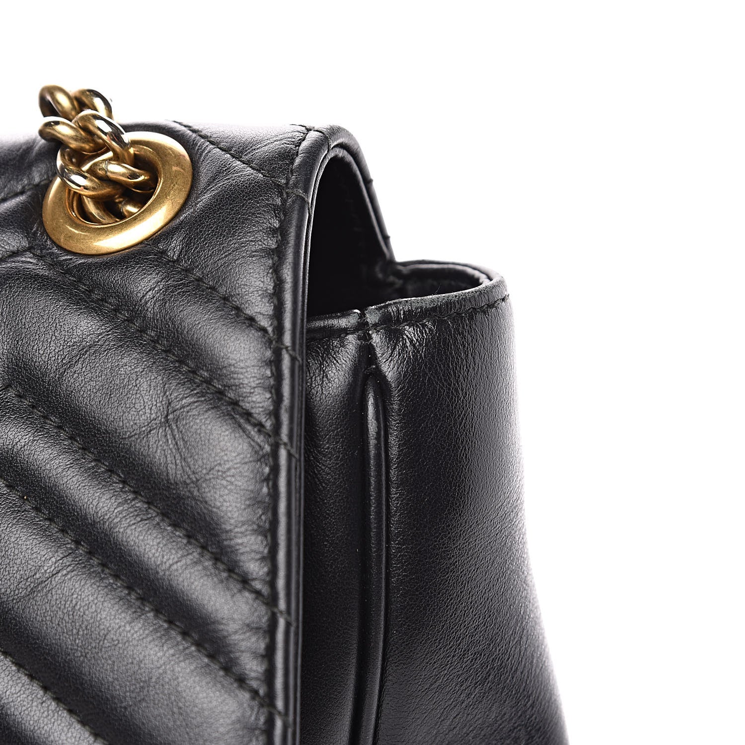 Gucci Calfskin Matelasse Large GG Marmont Shoulder Bag Black 13 of 17