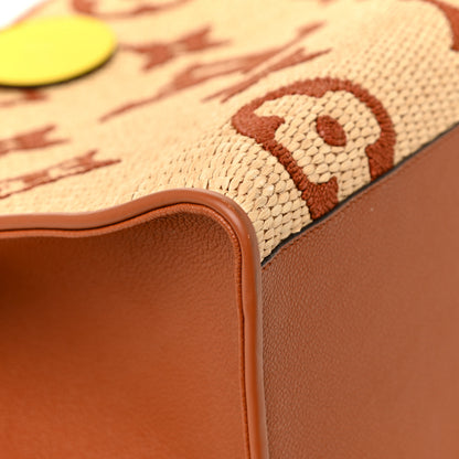 Louis Vuitton Raffia Calfskin Monogram Giant Onthego GM Tan 10 of 12