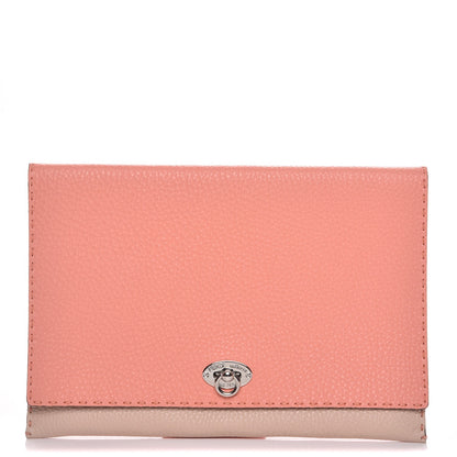 Fendi Cuoio Romano Selleria Bi-Color Clutch Pesca Plaster 1 of 8