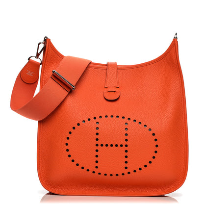 Hermes Taurillon Clemence Evelyne III GM Poppy 1 of 8