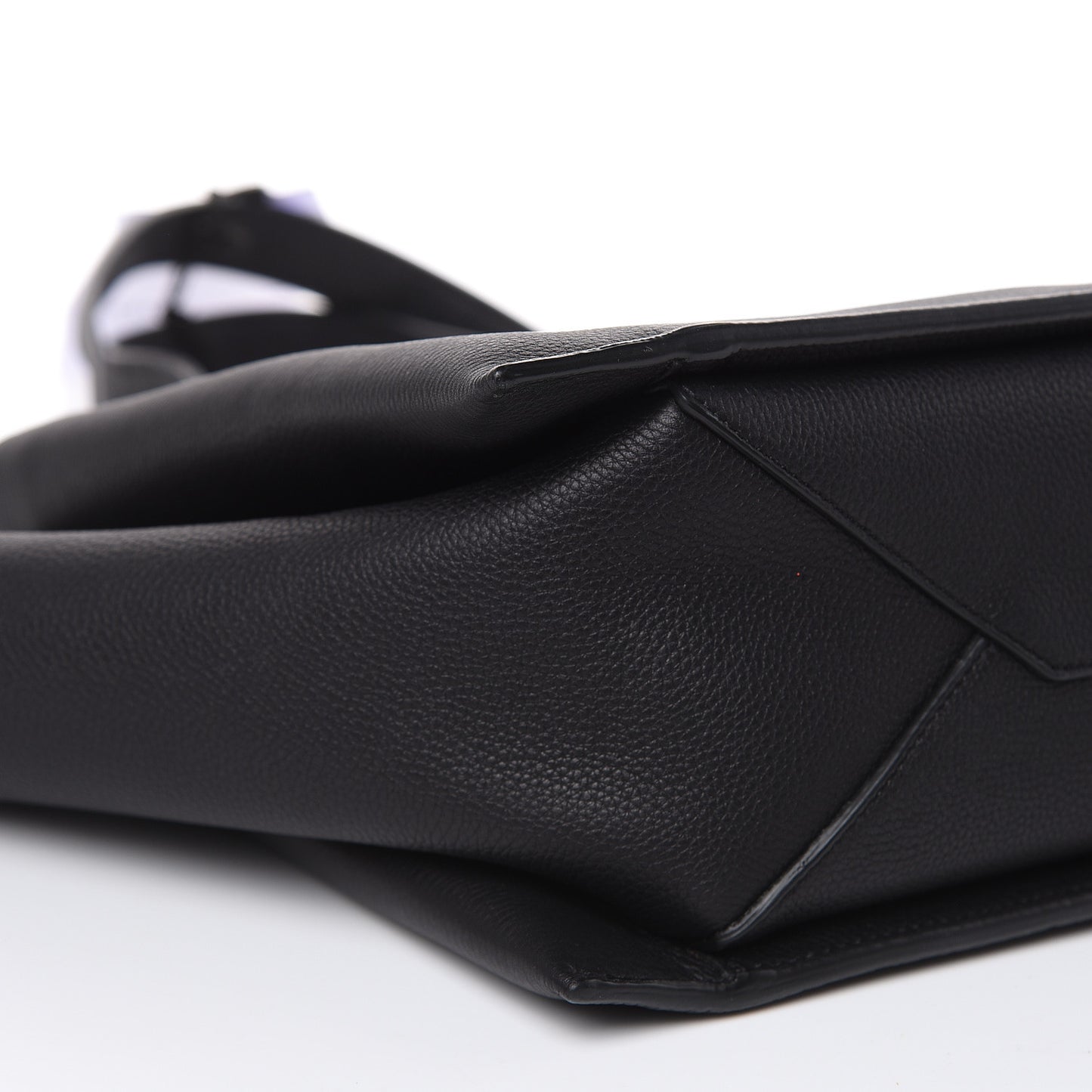 Baby Grained Calfskin Medium Tri-Fold Bag Black
