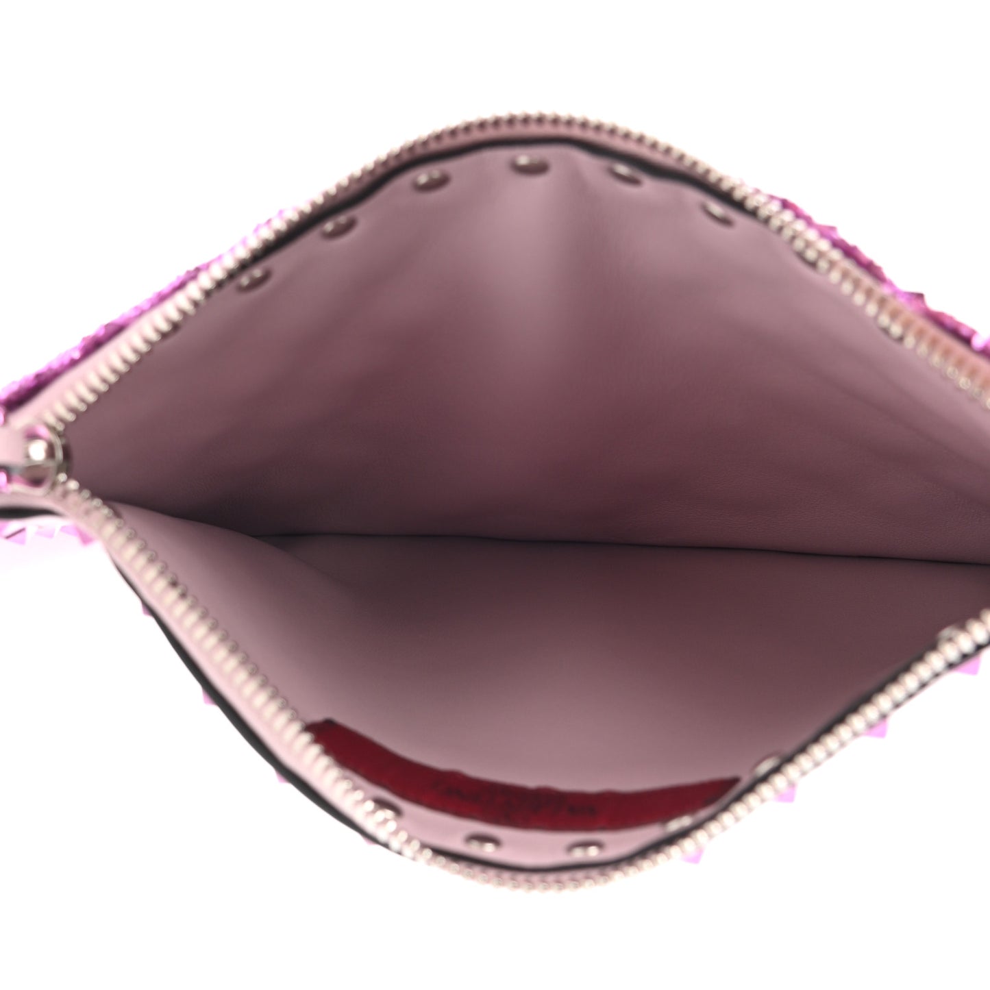Glitter Rockstud Spike Zip Pouch Water Lilac