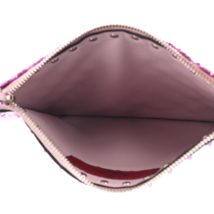 Valentino Garavani Glitter Rockstud Spike Zip Pouch Water Lilac 5 of 7