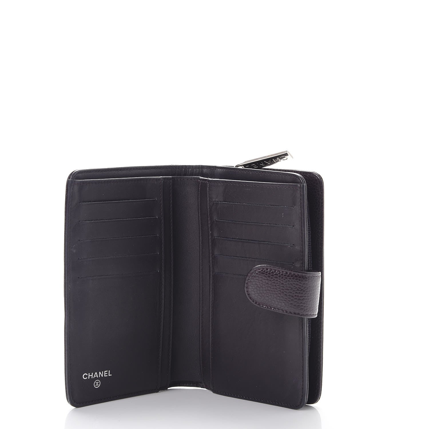 Chanel Caviar Timeless CC Zipped Pocket Wallet Dark Purple 5 of 9