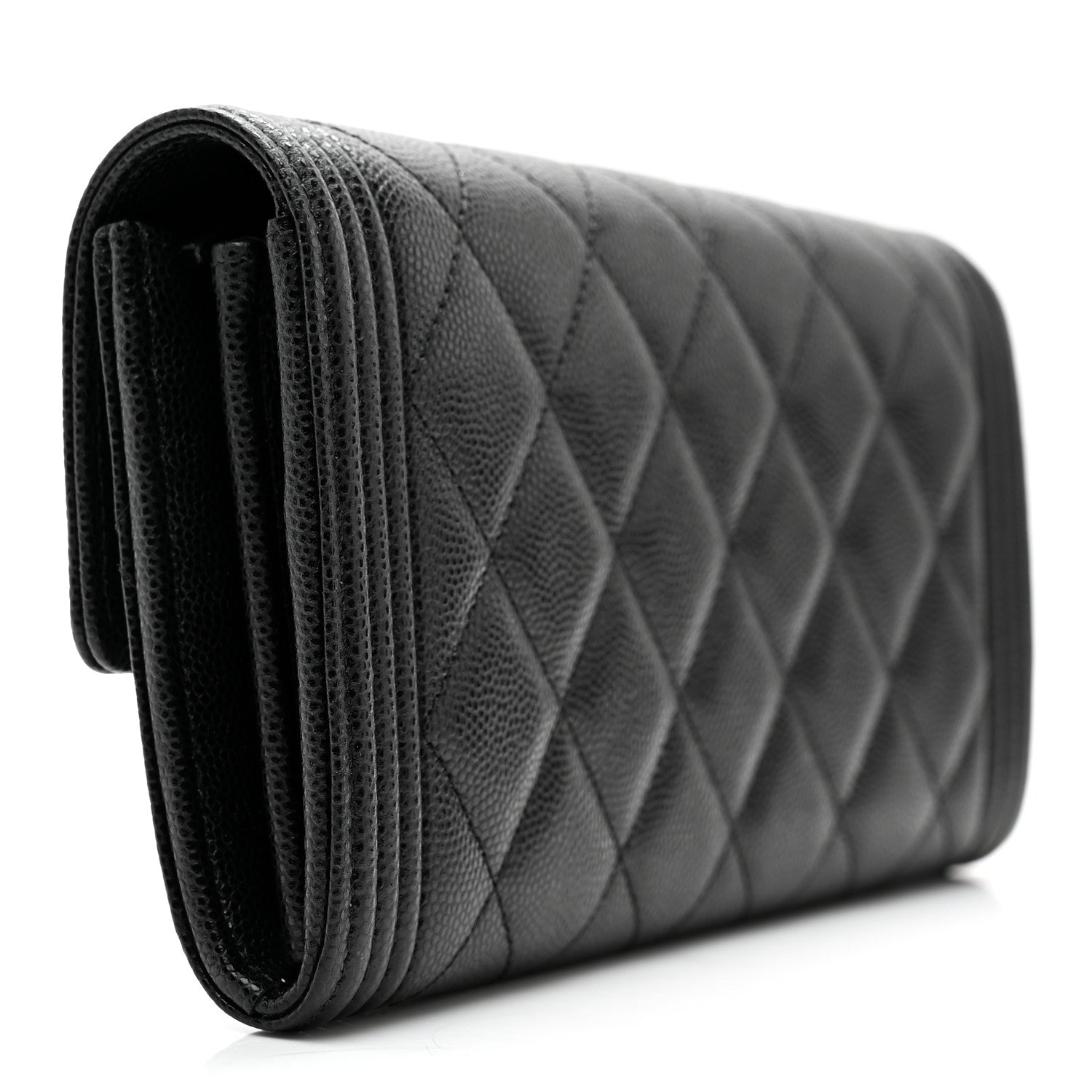 Chanel Caviar Quilted Large Boy Gusset Flap Wallet Black 3 of 12