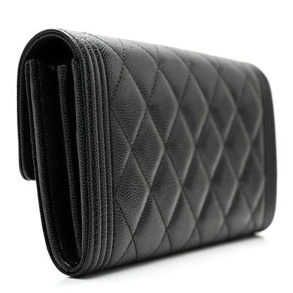 Chanel Caviar Quilted Large Boy Gusset Flap Wallet Black 3 of 12