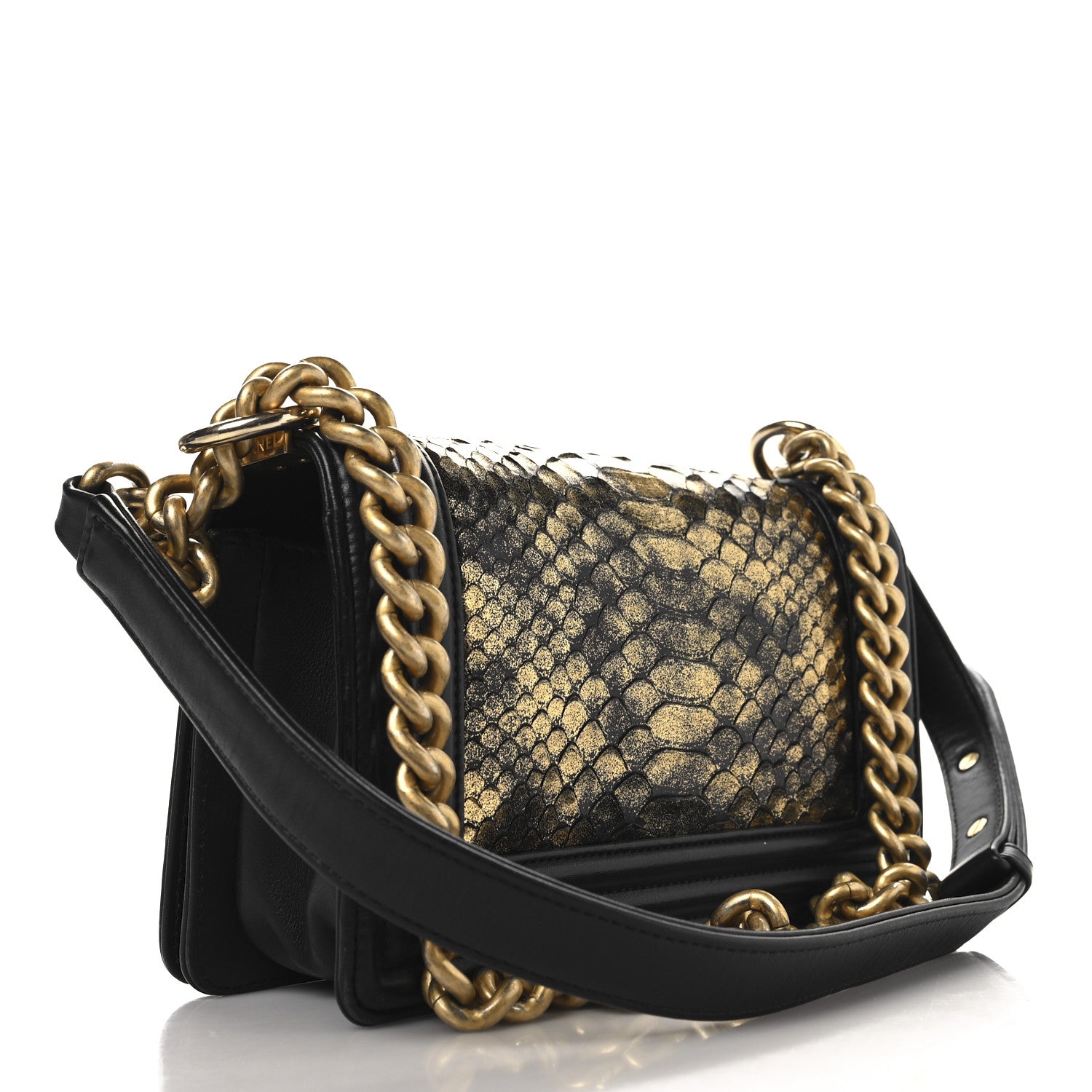Chanel Snakeskin Calfskin Small Boy Flap Gold 3 of 12