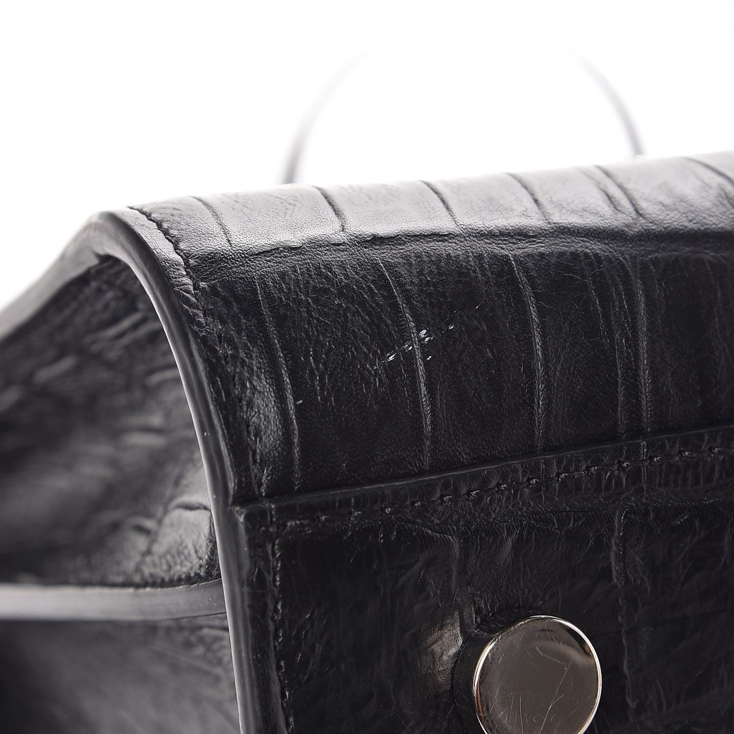 Calfskin Crocodile Embossed Large Sac De Jour Carryall Black