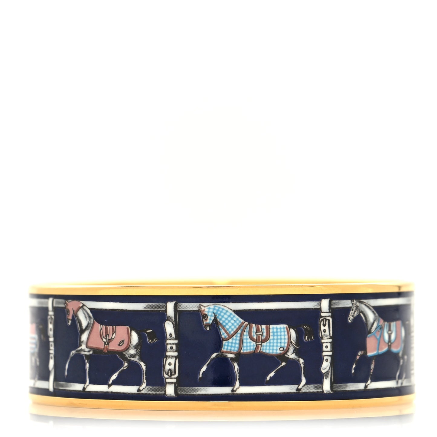Enamel Printed Wide Horse Riding Motif Bracelet 70