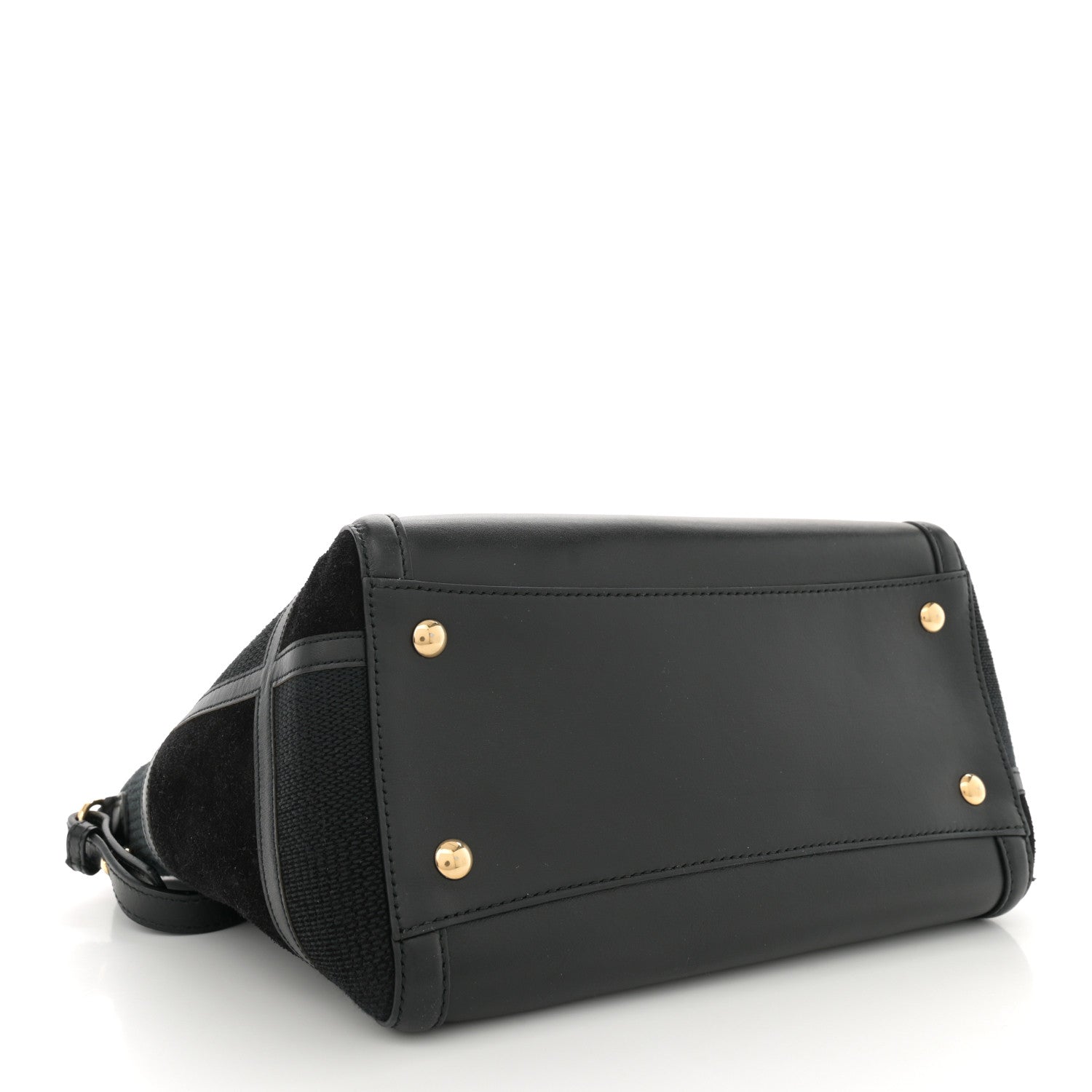 Salvatore Ferragamo Calfskin Suede Patchwork Double Handle Small Amy Tote Black 4 of 11