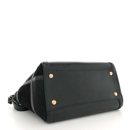 Salvatore Ferragamo Calfskin Suede Patchwork Double Handle Small Amy Tote Black 4 of 11
