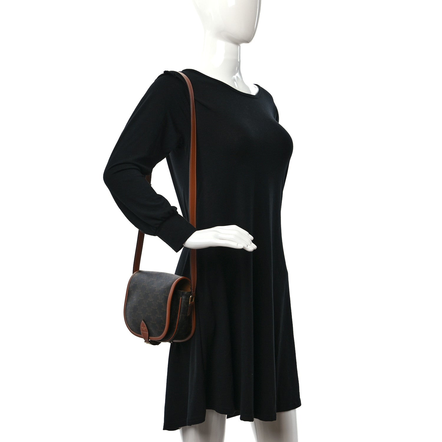Celine Triomphe Canvas Folco Bag Tan 2 of 9