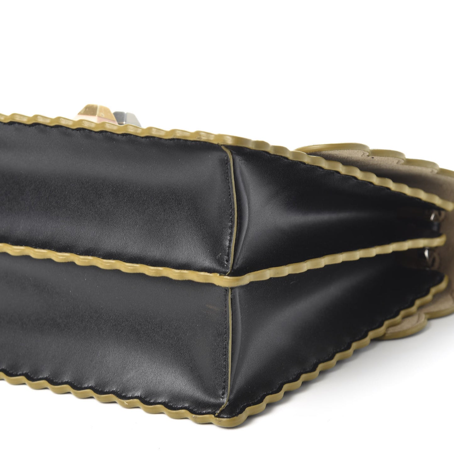 Vitello Liberty Scalloped Studded Kan I Shoulder Bag Black