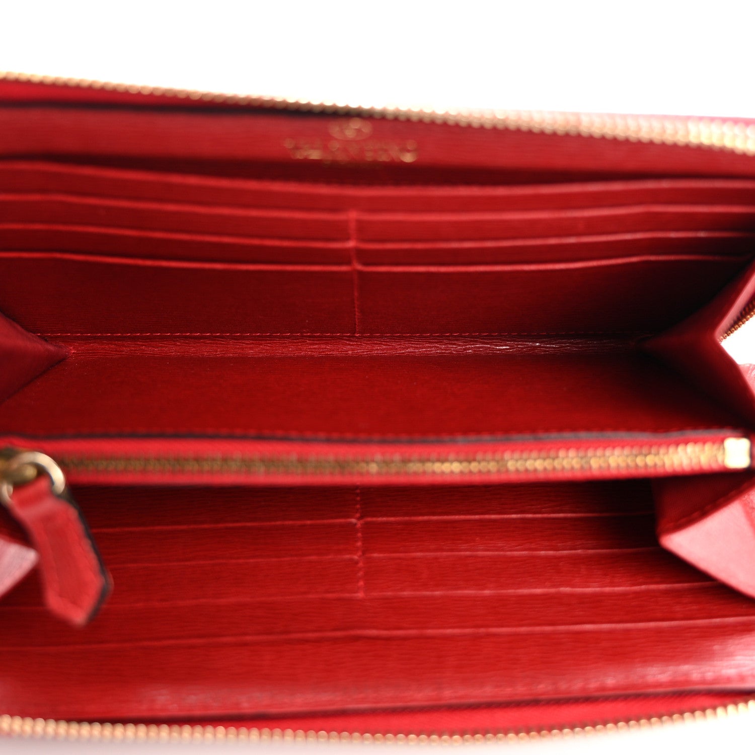 Valentino Garavani Textured Calfskin Rockstud Zip Around Wallet Rosso Valentino 5 of 12