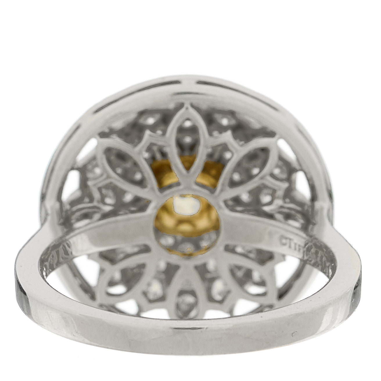 Tiffany Platinum 18K Yellow Gold Fancy Yellow Diamond Daisy Ring 51 5.75 6 of 7