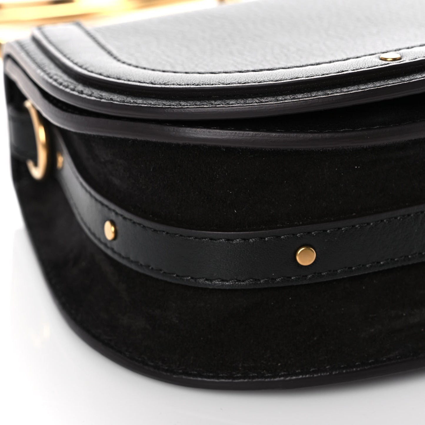 Calfskin Suede Small Nile Bracelet Bag Black