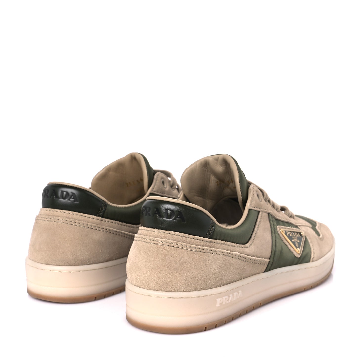 Nylon Suede Metal Triangle Logo Mens Downtown Low Top Sneakers 39 Khaki Beige