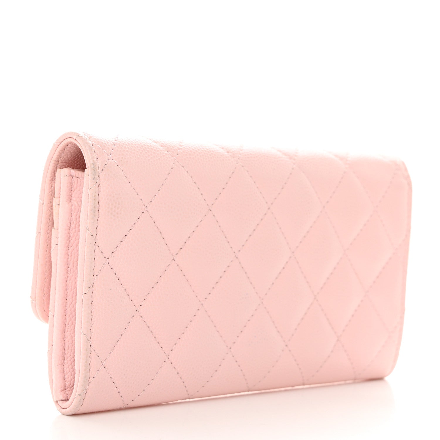 Chanel Caviar Quilted Crystal CC Large Gusset Flap Wallet Pink 3 of 9