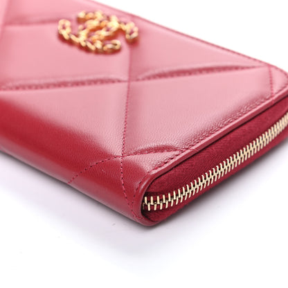 Chanel Shiny Goatskin Quilted 19 Long Zipped Around Wallet Red 10 of 12