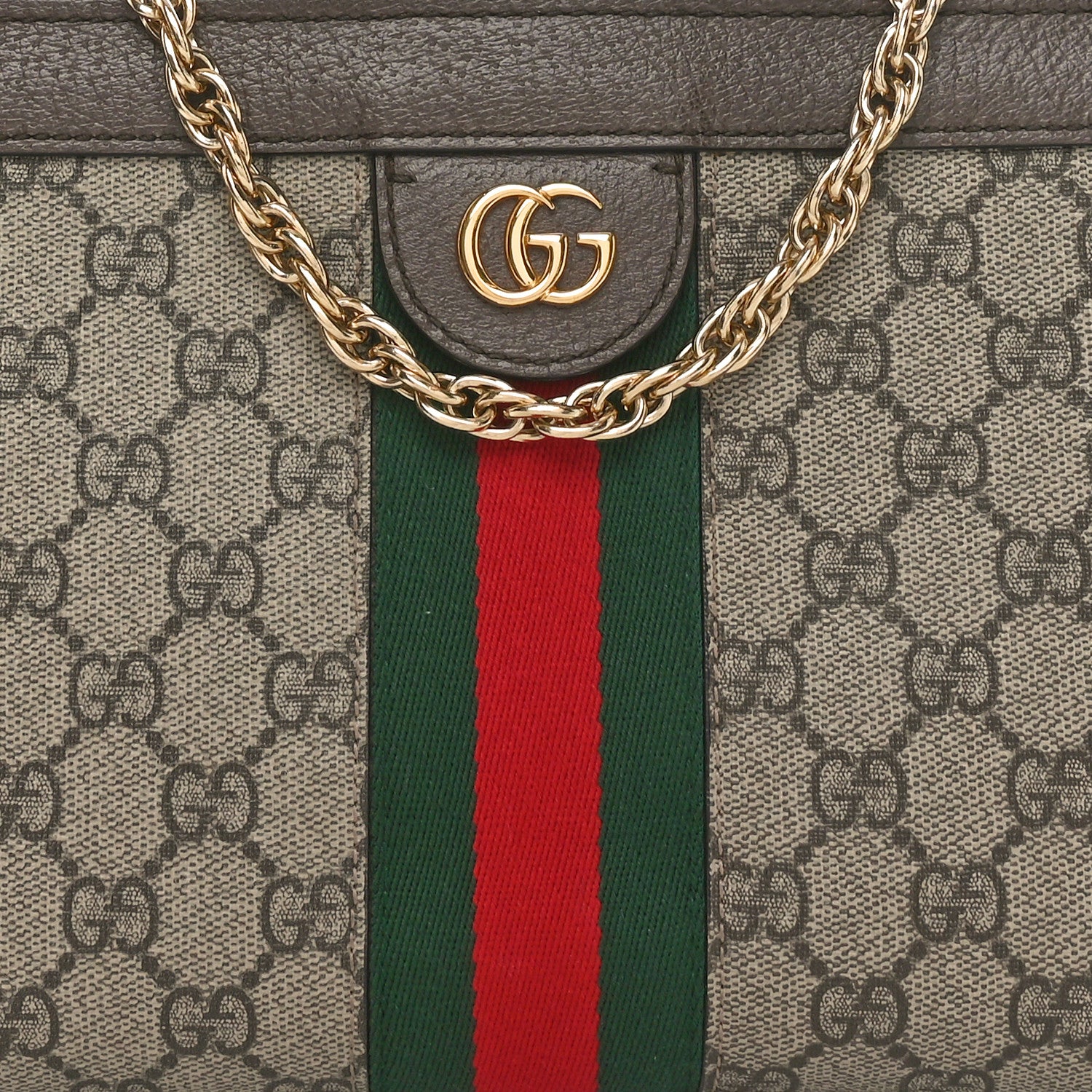 Gucci GG Supreme Monogram Web Small Ophidia Chain Shoulder Bag Brown 8 of 10
