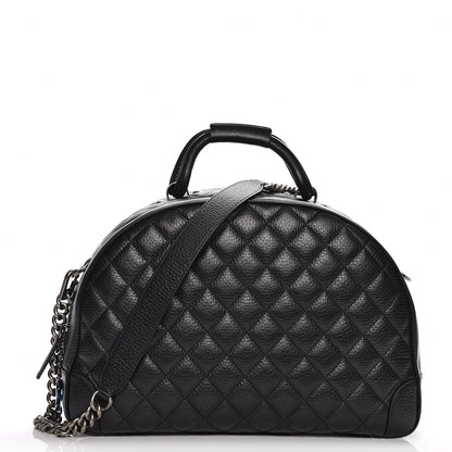 Chanel Calfskin Quilted Medium Airlines Round Trip Bowling Bag Black 1 of 8
