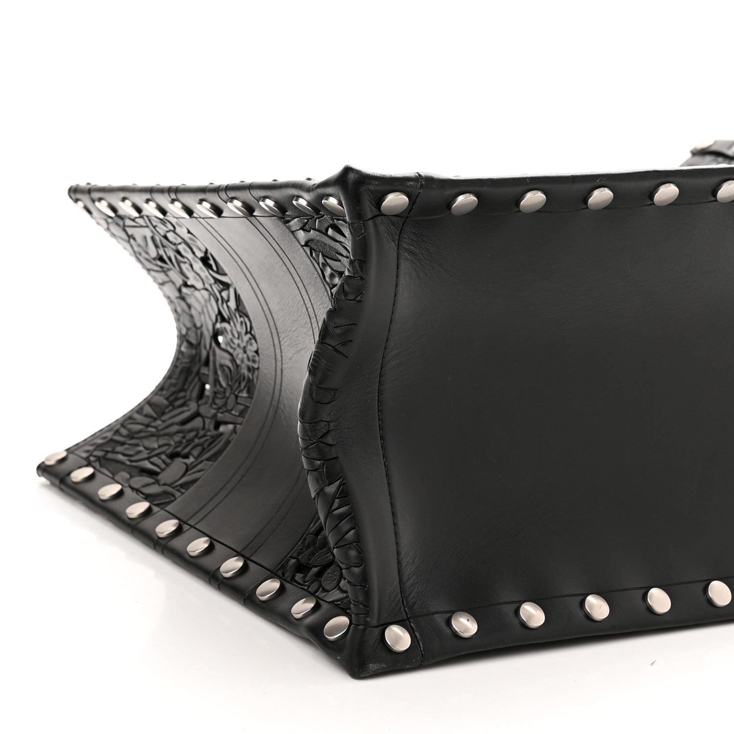 Christian Dior Calfskin Laser Cut Studded Medium Book Tote Black 9 of 10