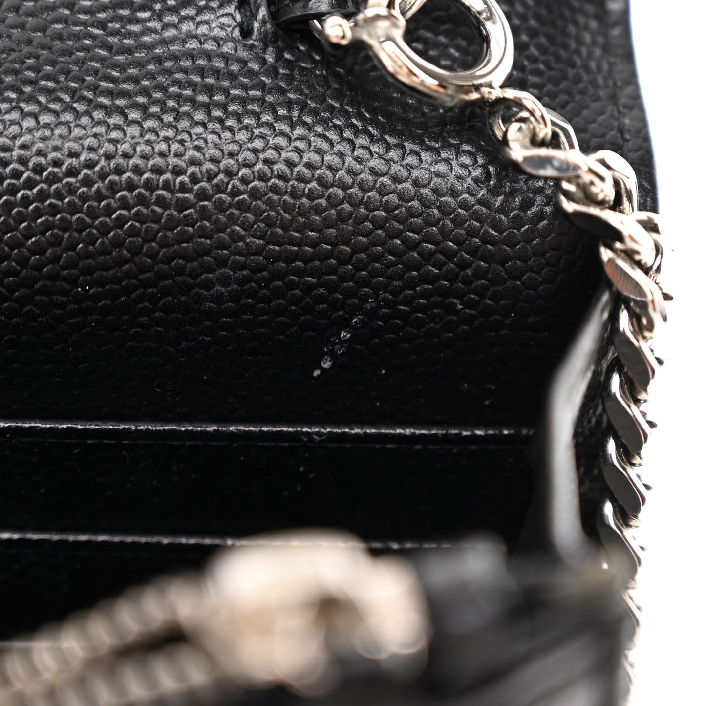 Grain De Poudre Matelasse Chevron Monogram Envelope Chain Wallet Black