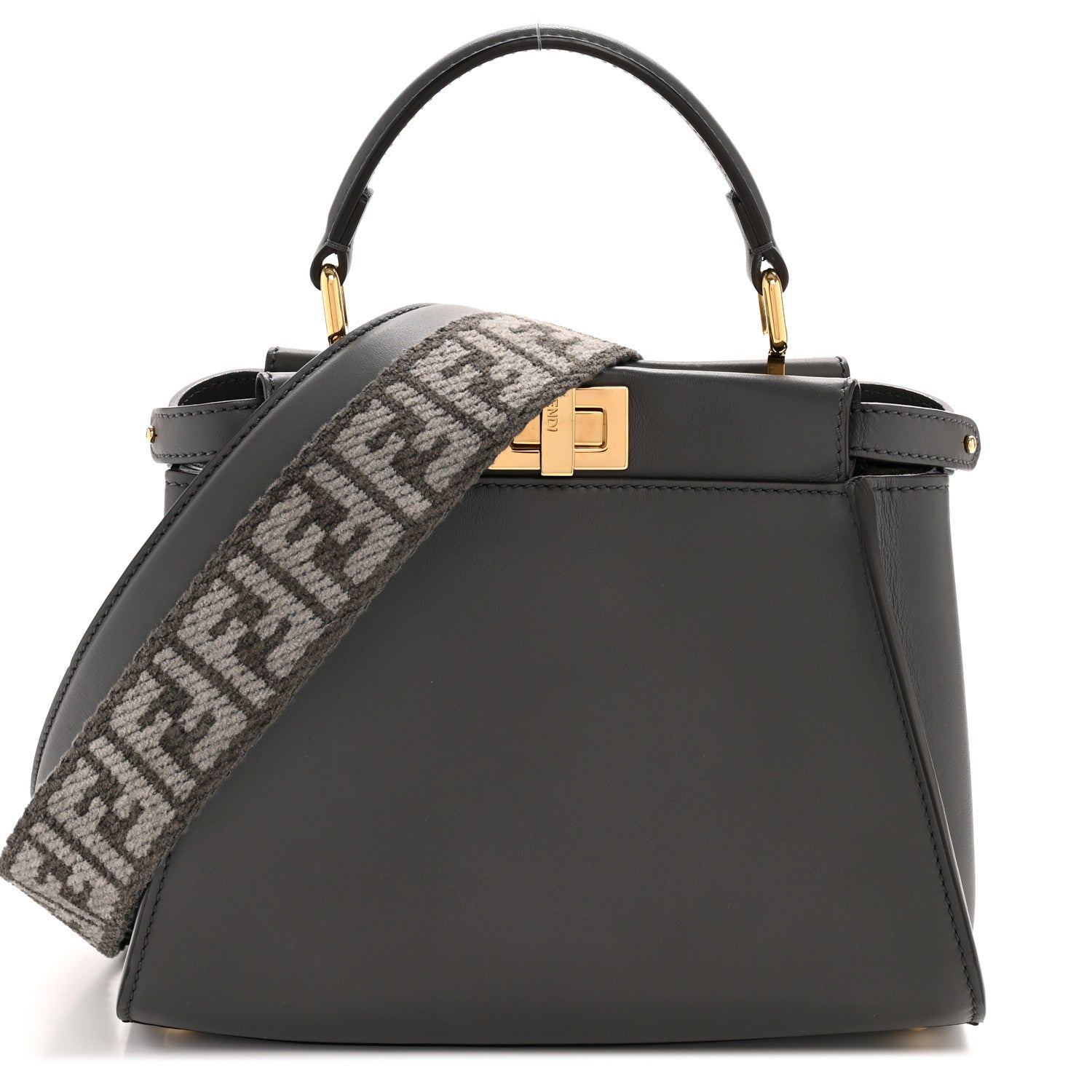 Fendi Nappa Mini Peekaboo Iconic Satchel Anthracite 1 of 11