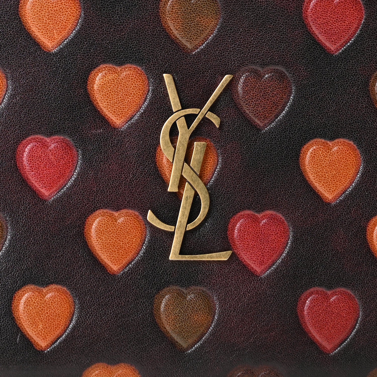 Saint Laurent Lambskin Heart Embossed Monogram Bill Pouch Vintage Cognac 7 of 10