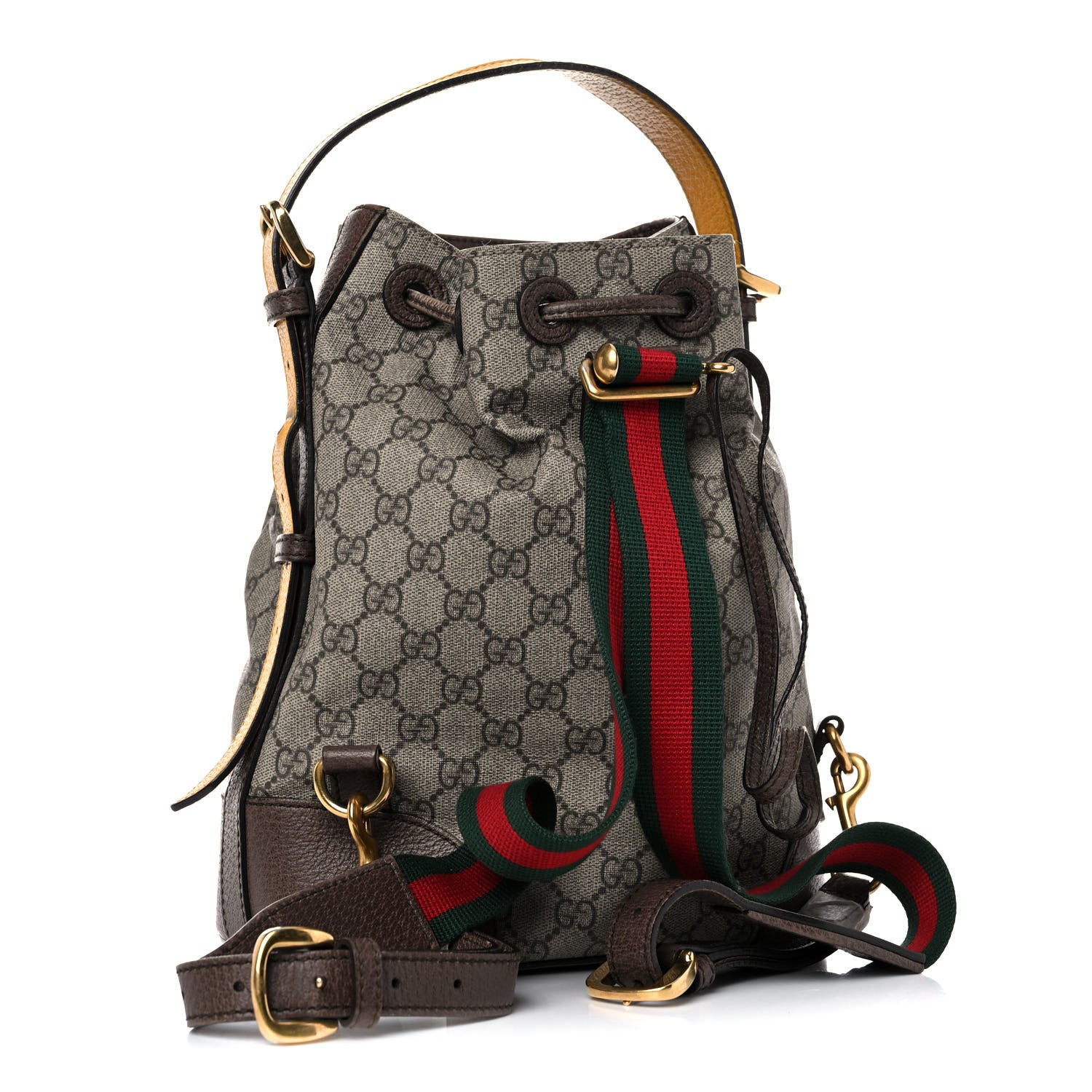 Gucci GG Supreme Monogram Neo Vintage Drawstring Bucket Backpack Beige New Acero Crop 3 of 31