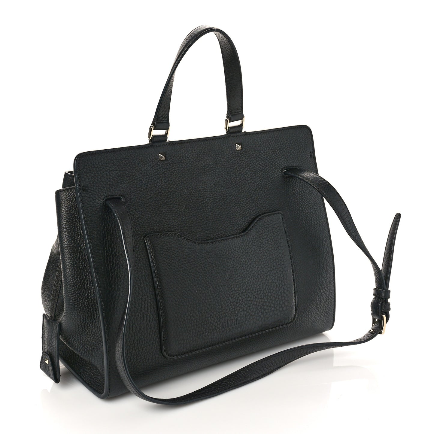 Pebbled Calfskin Large JoyLock Satchel Black