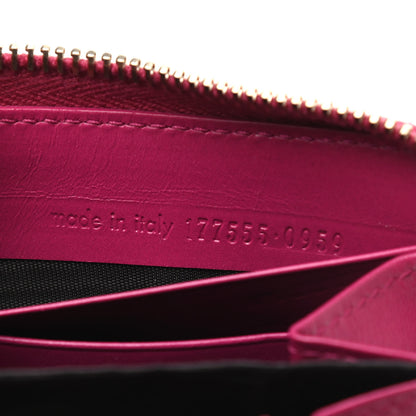 Saint Laurent Textured Patent Calfskin Belle De Jour Zip Around Wallet Fuchsia 7 of 7