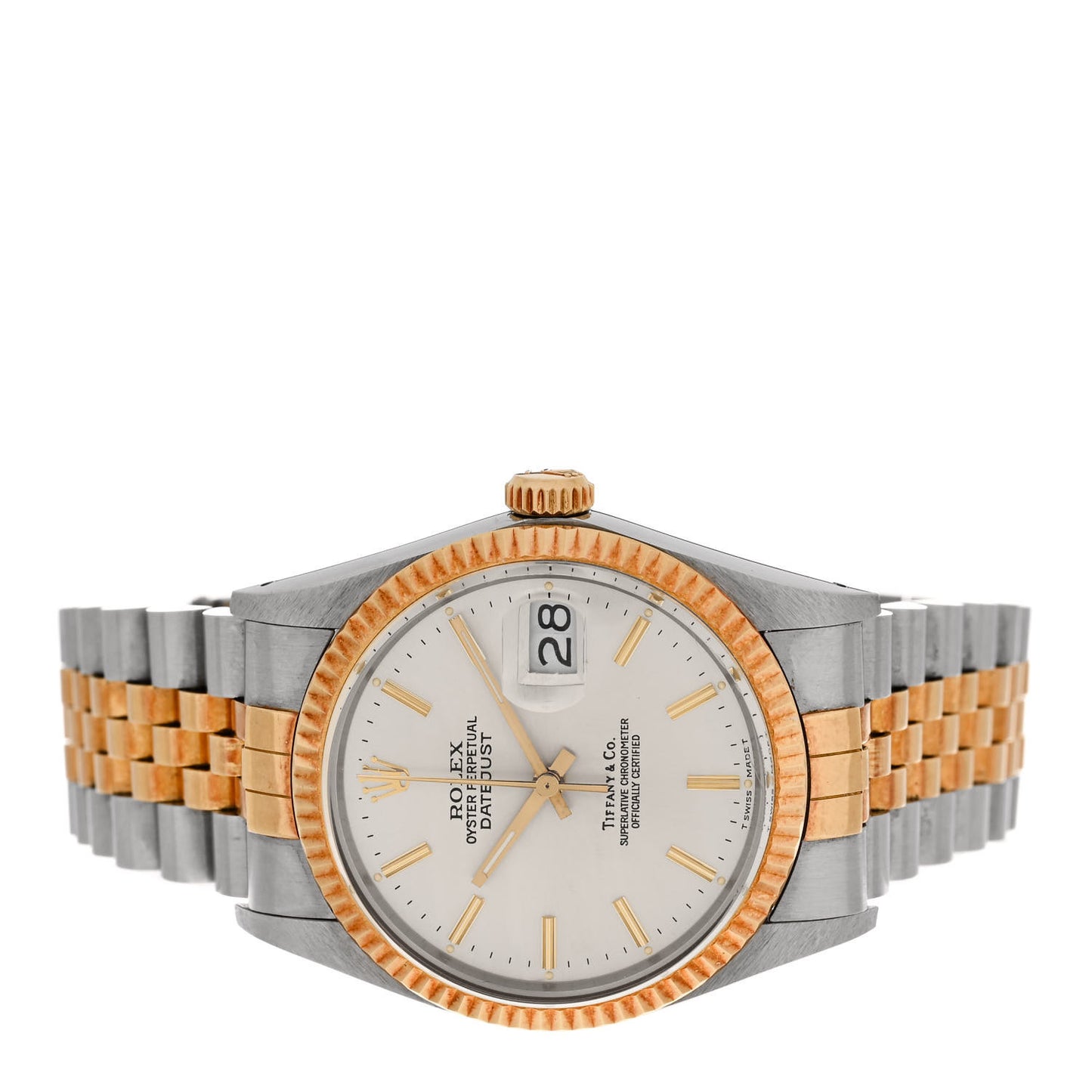 Stainless Steel 18K Yellow Gold 36mm Oyster Perpetual Datejust "Tiffany & Co." Dial Watch 16013