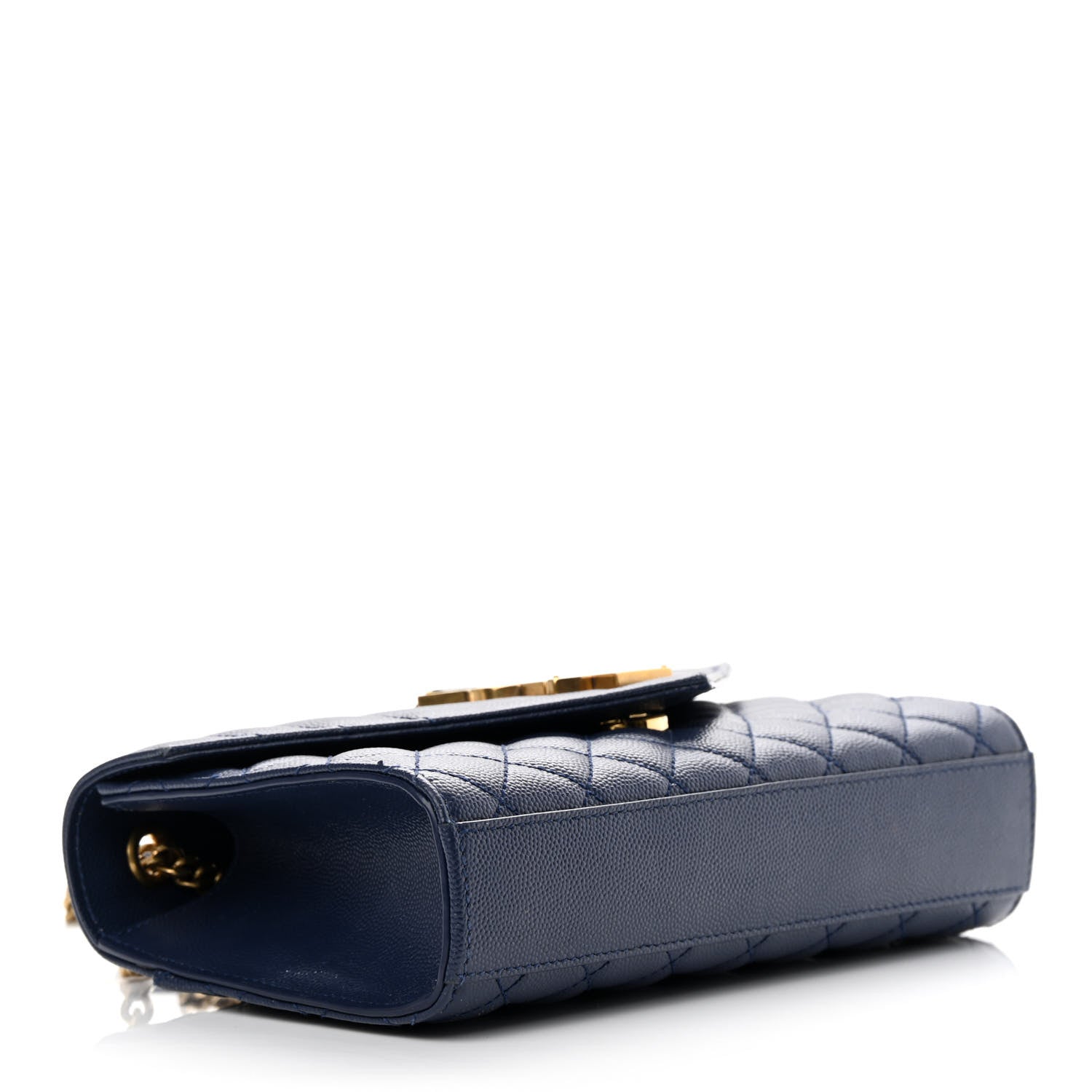 Saint Laurent Grain De Poudre Textured Mixed Matelasse Triquilt Small Monogram Satchel Blue 4 of 11
