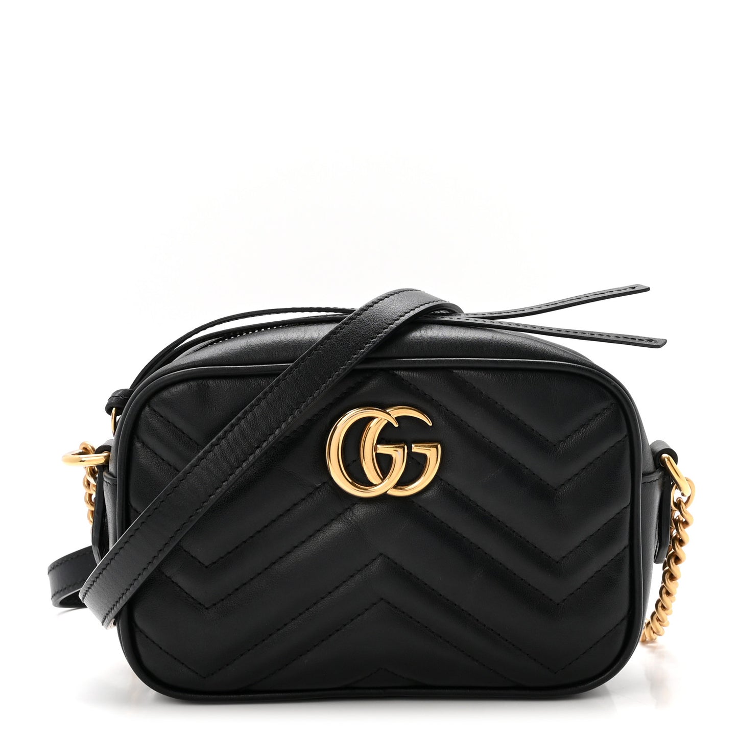 Calfskin Matelasse Mini GG Marmont Chain Shoulder Bag Black