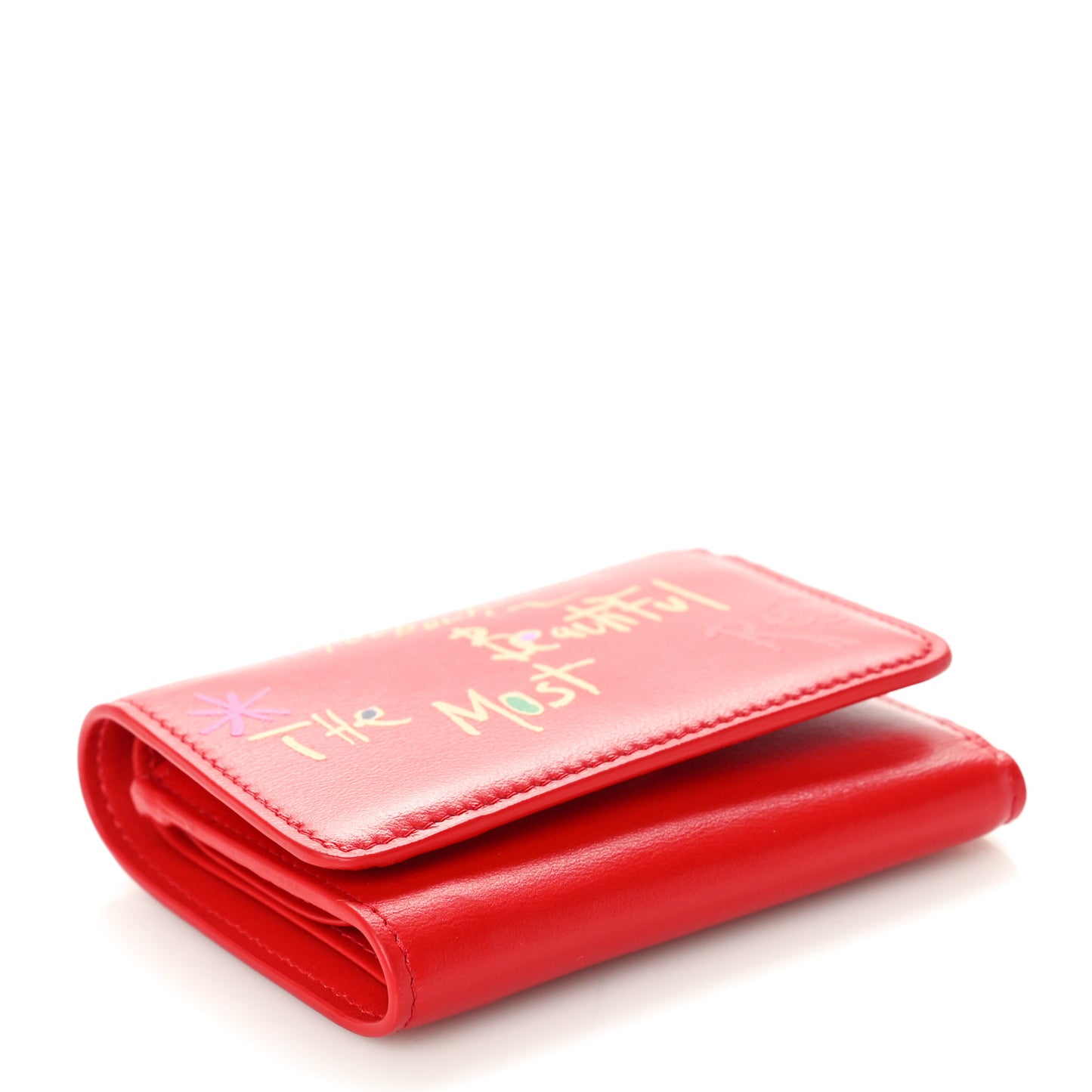 Calfskin Script Mini Loubigaga Wallet Red