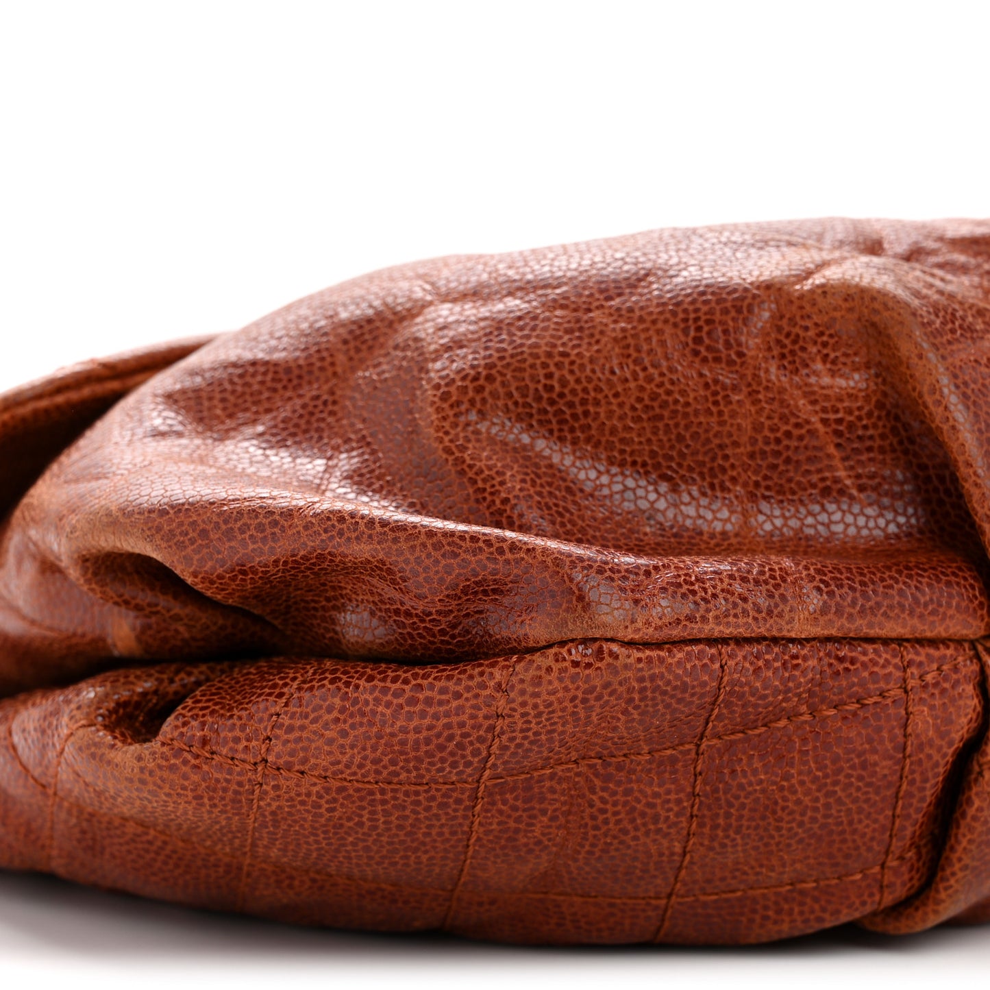 Crumpled Caviar Quilted Maxi Elastic Flap Light Brown