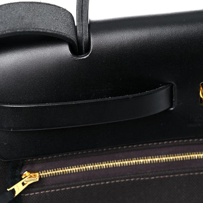 Hermes Military Toile Vache Hunter Herbag Zip PM 31 Black 10 of 17