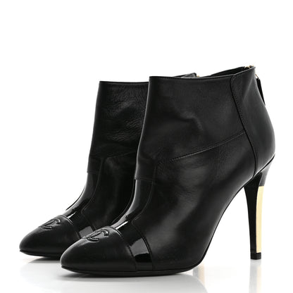 Chanel Patent Lambskin CC Cap Toe Ankle Booties 39 Black 3 of 9