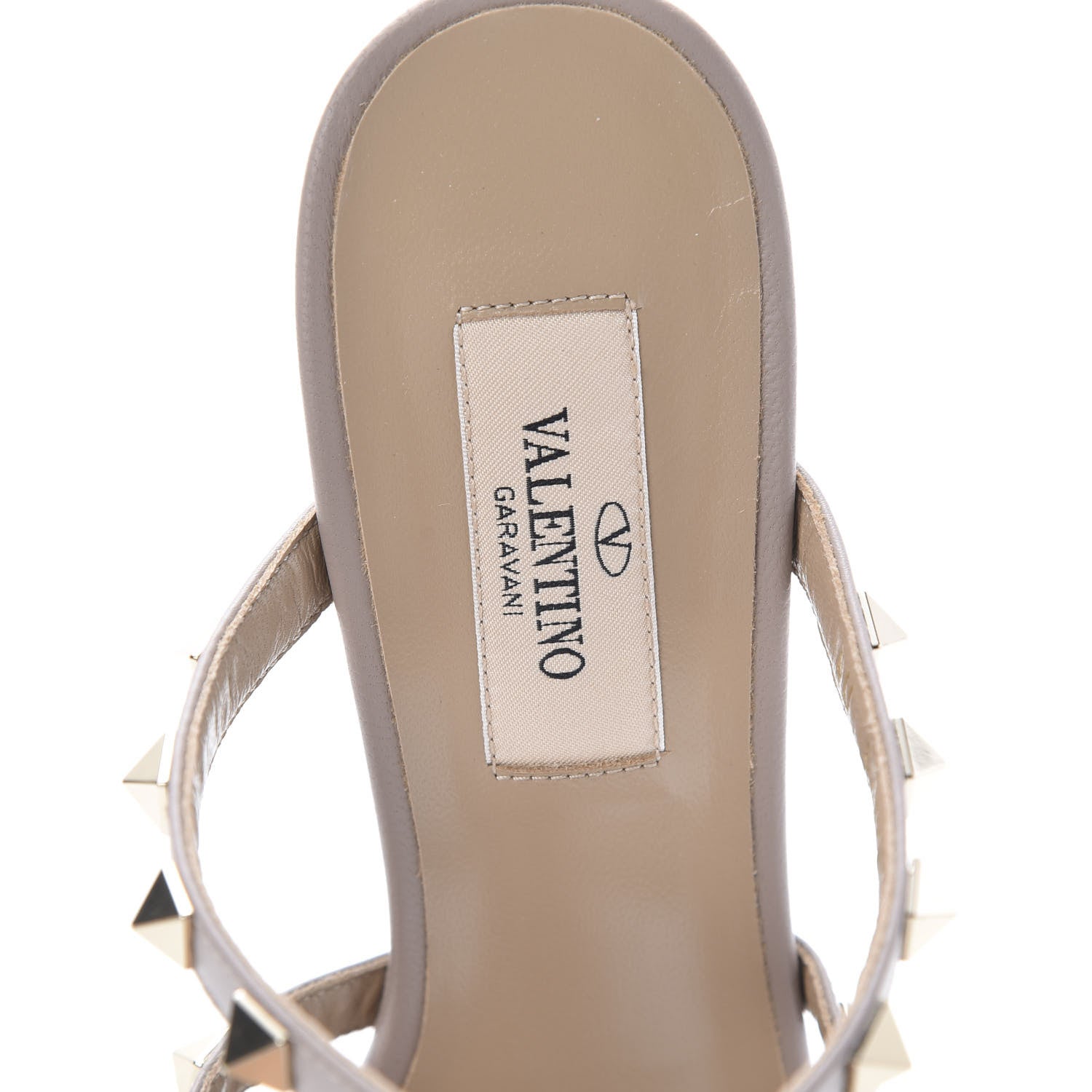 Valentino Garavani Calfskin Rockstud 60mm Caged Slide Sandals 36.5 Poudre 6 of 8
