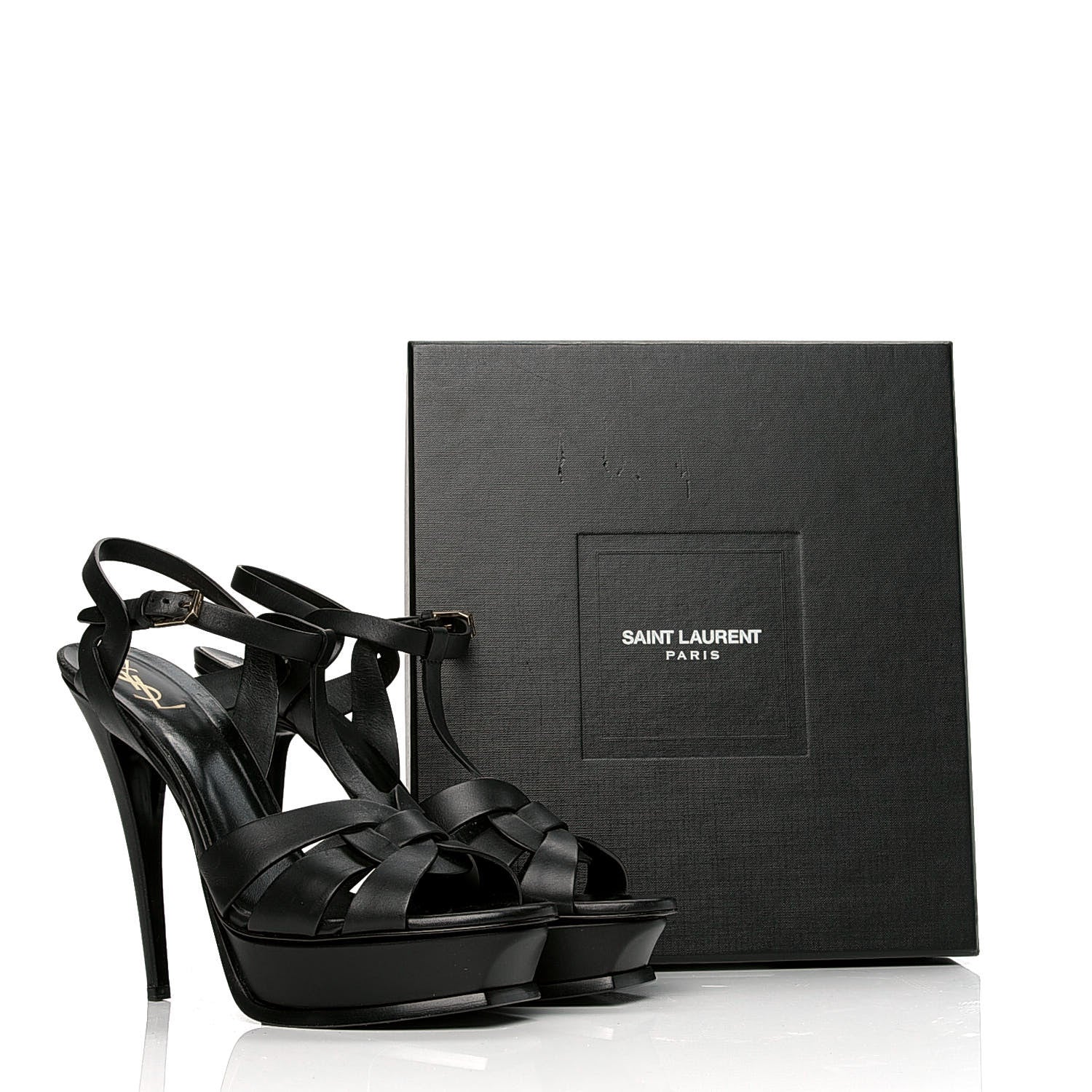 Saint Laurent Calfskin Tribute 105 Platform Sandals 42 Black 12 of 12