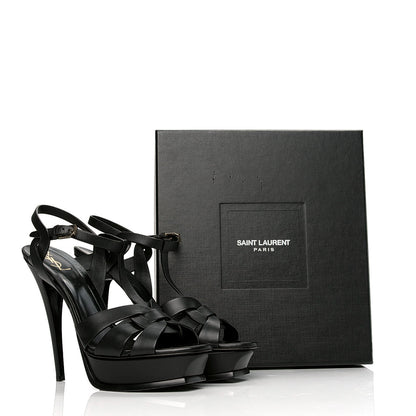 Saint Laurent Calfskin Tribute 105 Platform Sandals 42 Black 12 of 12