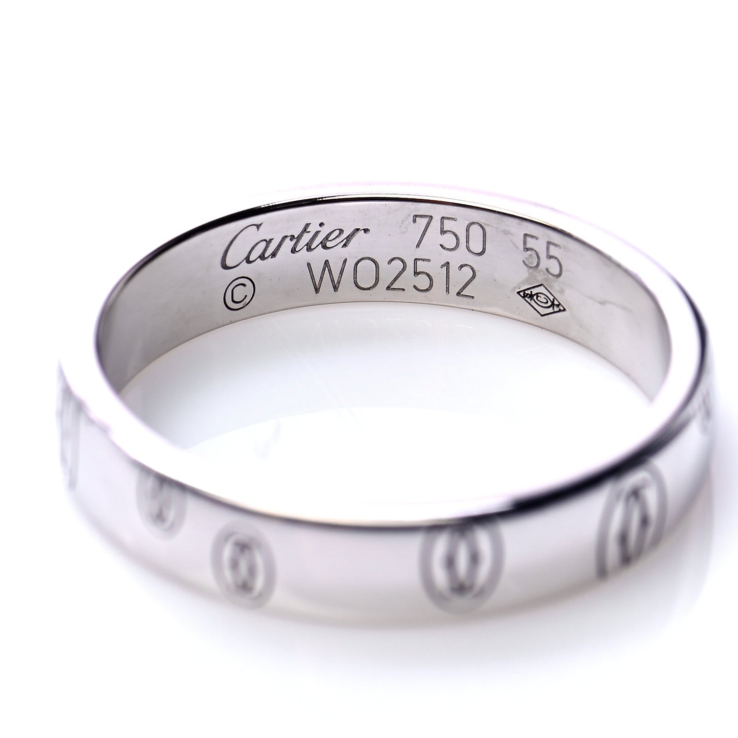 18K White Gold 4mm Happy Birthday Band Ring 55 7.25
